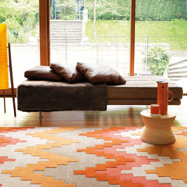 Asiatic London Matrix Cuzzo Sienna Tufted Orange Pink Beige Wool Geometric Textured Rug - Medium 120x170 cm (4'x5'6")