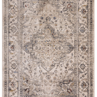 Sovereign Ash Medallion Traditional Rug Flatweave Silky Shiny Beige Natural Rug