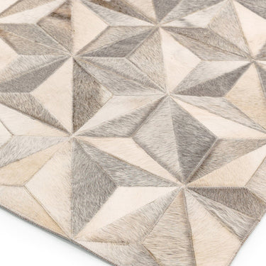 Gaucho Hand Woven Real Cow Hide Sheepskin Patchwork Facet Grey Rug