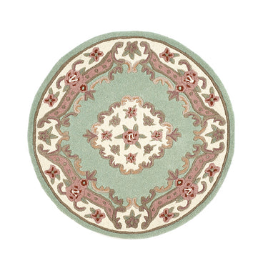 Origins Aubusson Shensi Traditional Wool Round, Hallway, Halfmoon Rug in Green