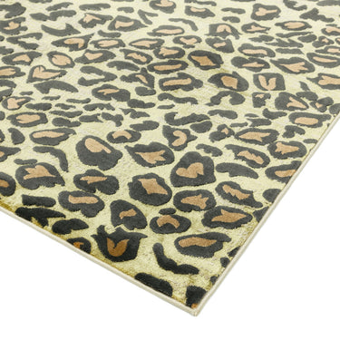 Quantum Leopard Print QU01 High Shine Rug in Beige Brown