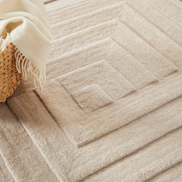Origin Maze Rug Soft Wool High Quality Modern Linear Geometric Rug in Pumice Stone Grey