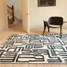 Asiatic London Mason Maze Script Silky Blue Cream Traditional Abstract Modern Rug - Medium 120x170 cm (4'x5'6")