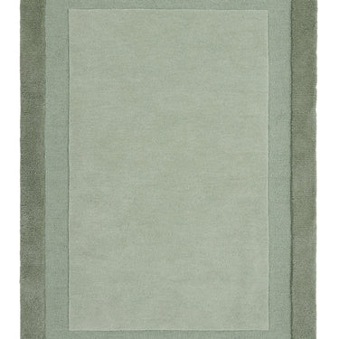 Stacked Border Soft Green Modern Wool Rug