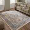 Consept Looms Legacy LEG07 Medallion Classic Blue Cream Cotton Persian Oriental Traditional Rug - Medium 120x180 cm (4'x6')