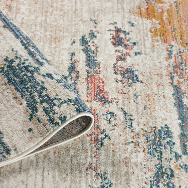 Delta Sigma Cream Terracotta Orange Cotton Abstract Modern Rug