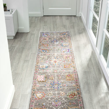 Soujorn Wold Modern Traditional Vintage Floral Rug, Runner in Multi - Runner 60x240 cm (2'8')