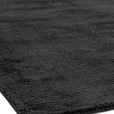 Reko Modern Contemporary Plain Hand Woven Viscose Silky Charcoal Grey Rug