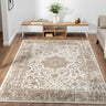 865AC Classic Cream Light Beige Traditional Vintage Textured Bordered Hallway Runner Rug - Small 80x150 cm (2'6"x5')