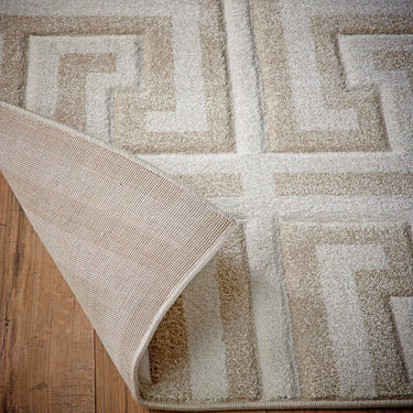 Origins Elegant Greek Key Beige Cream Jute Polypropylene Geometric Rug