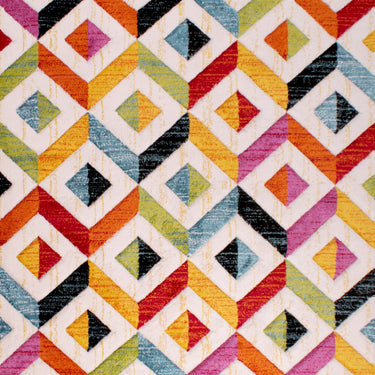 Spectra Carved Sarasota Geometric Rainbow Bright Multi Coloured Soft Rug Hallway Runner