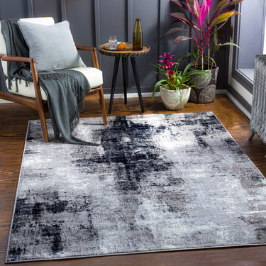 Wanderlust 2327 Denim Blue Grey Jute Abstract Scandi Rug