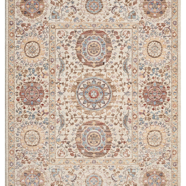 Alia 893GC Short Pile Beige Brown Polypropylene Traditional Floral Bordered Rug