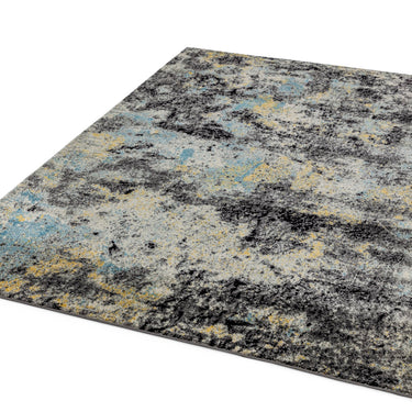 Nova NV32 Abstract Modern Blue Yellow Black Grey Shades Rug