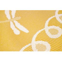 Terrace Dragonfly Outdoor Bordered Circle Round Rug in Terracotta, Blue, Gold, Teal and Natural