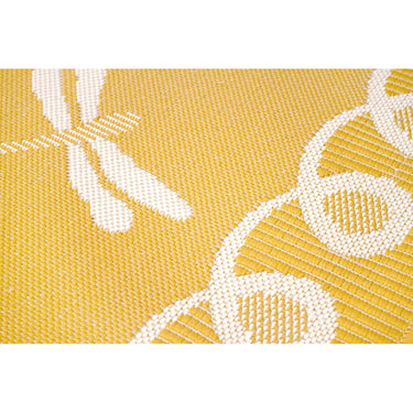 Terrace Dragonfly Outdoor Bordered Rug in Terracotta, Blue, Gold, Teal and Natural