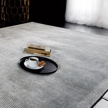 Reko Modern Contemporary Plain Hand Woven Viscose Silky Silver Rug - Large 160x230 cm (5'3"x7'7")