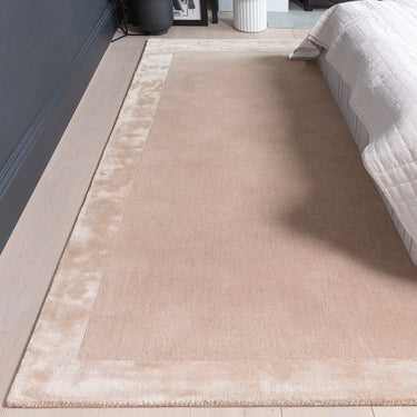 Ascot Modern Plain Hand Woven Wool Viscose Bordered Putty Natural Rug - X-Large 200x290 cm (6'7"x9'6")