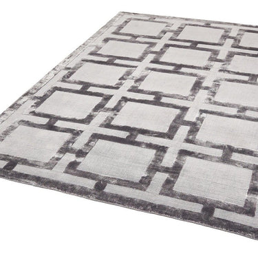 Eaton Katherine Carnaby Rug Modern Geometric Hand Woven Silky Viscose Metallic Sheen Super Soft Steel Rug
