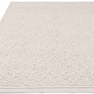 Elm Ivory White Rug Chunky Boucle Modern Plain Hand Woven Flatweave Wool Viscose Rug