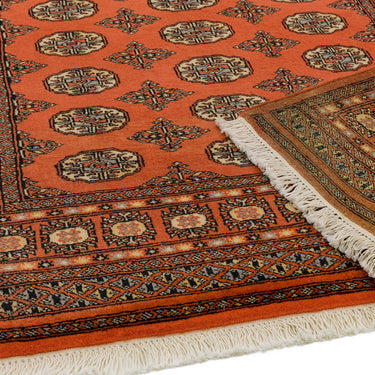 Bokhara Hand Made Rug Traditional Classic Wool Bordered Soft Rust Orange Rug