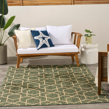 Horizon Classic Trellis HOZ01 Green By Indoor Outdoor Polypropylene Geometric Textured Rug