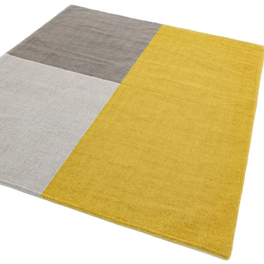 Blox Mustard Hand Made Wool Geometric Blocks Rug