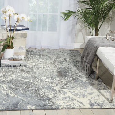 Nourison Maxell MAE11 Grey Cotton Abstract Modern Rug - Medium 117x178 cm (3'10"x5'10")