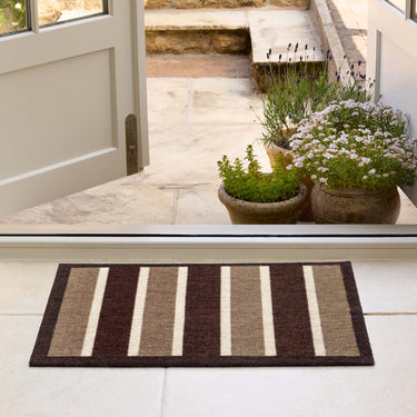 My Nylon Pattern Chocolate Stripe Washable Non-Slip Striped Rug 50x75 cm