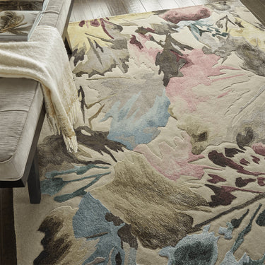 Prismatic Luxury Silky PRS15 Beige Multi By Wool Viscose Vintage Floral Rug
