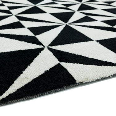 Arlo Mosaic Tile Geometric Rug in Black and Denim Blue