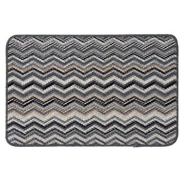 My Mat Stain Resistant Washable Entrance, Kitchen, Entryway Non-Slip Rug Candy in Multi Monochrome Zig Zag Floor Mat