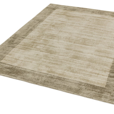 Blade Border Plain Silky Hand Woven Viscose Rug in Smoke Putty Border