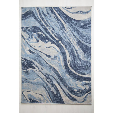 Balletto 21EA Rug Modern Abstract Living Room Bedroom Soft Rugs in Black Grey Ochre and Blue Colours