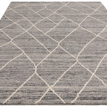 Noah Bohomian Moroccan Berber Abstract Wool Rug in Charcoal Grey