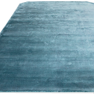 Gleam Luxury Contemporary Modern Shiny Plain Hand Woven Teal Blue Rug in 160 x230