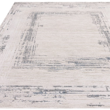 Asiatic London Anders AN07 Charm Border Classic Soft Shimmer Blue Natural Abstract Geometric Textured Boho Rug