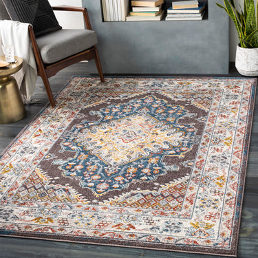 Ankara AKR2302 Antique Charcoal Multi Coloured Area Polypropylene Oriental Traditional Vintage Rug