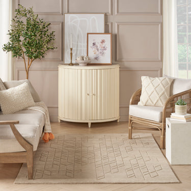 Nourison Alessia ALE01 Beige Hand-Carved Wool Geometric Textured Rug