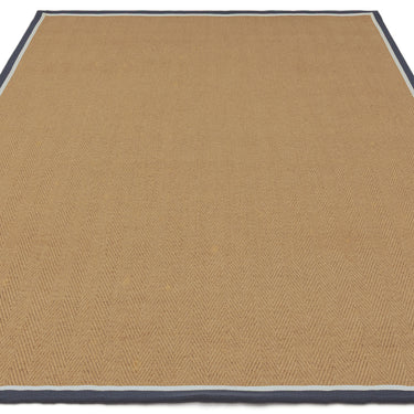 Asiatic London Bordo Sisal Slate Cream Border Herringbone Pattern Natural Beige Jute Cotton Textured Flatweave Rug