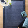 Origins Stacked Border Blue Wool Textured Bordered Rug - Medium 120x170 cm (4'x5'6")