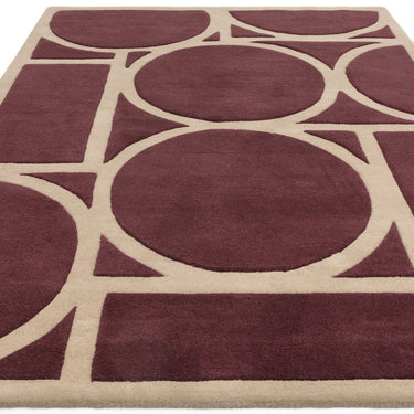 Asiatic London Metro Retro Tufted Plum Purple Wool Geometric Modern Rug