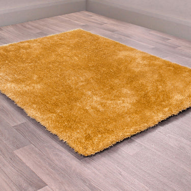Indigo Plain High Pile Sparkle Soft Shaggy Ochre Rug
