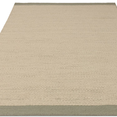 Asiatic London Lima Natural Sage Green Contrasting Edge Hand-Woven Wool Cotton Textured Rug