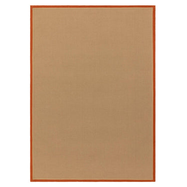 Asiatic London Bordo Boucle Sisal Rust Linen Border Natural Beige Jute Cotton Textured Flatweave Rug