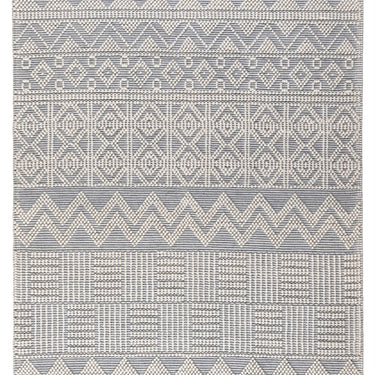 Anya ANR01 Rug Hand Made Wool Geometric Traditional Modern Bohomian Tribal Fringed  Rug in Ivory Slate