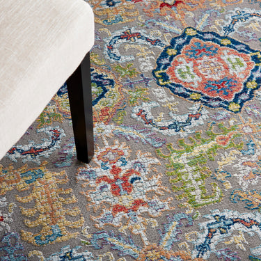 Nourison Ankara Vintage Antique Traditional ANR12 Rug Runner Round in Grey Multi Colour