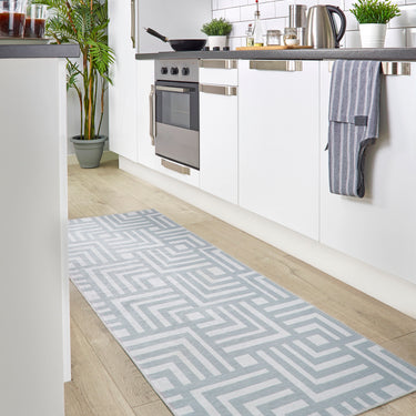 Origins Soho Washable Rug Geometric Bedroom Living Room Grey Rug