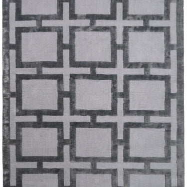 Eaton Katherine Carnaby Rug Modern Geometric Hand Woven Silky Viscose Metallic Sheen Super Soft Steel Rug