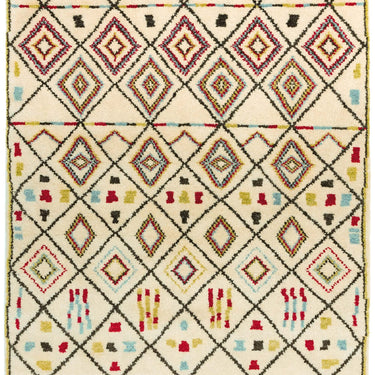 Amira AM06 Hand Made Moroccan Berber Rug in Cream Multicoloured in medium size  120x170 cm